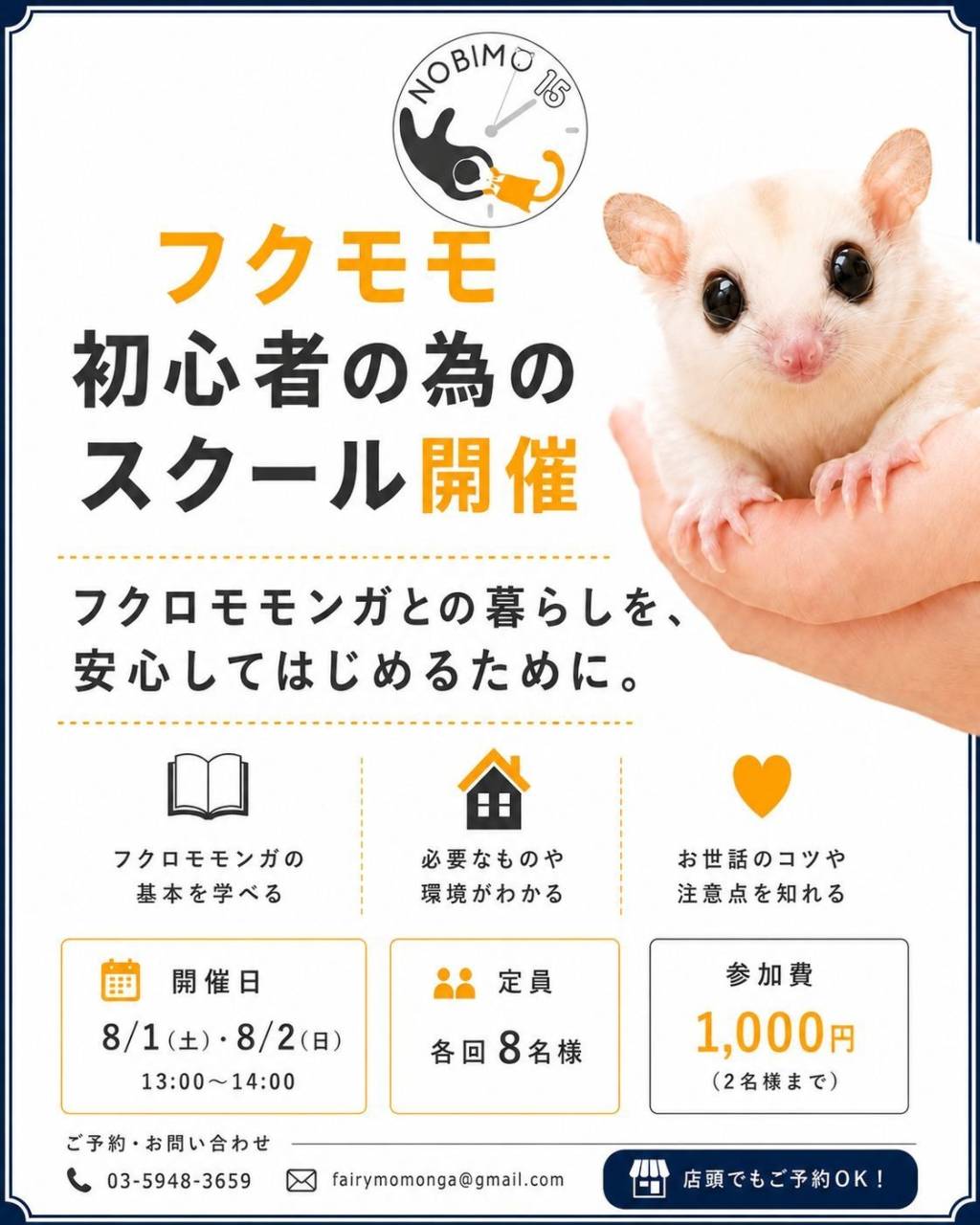 フクロモモンガ初心者向けのスクール開催