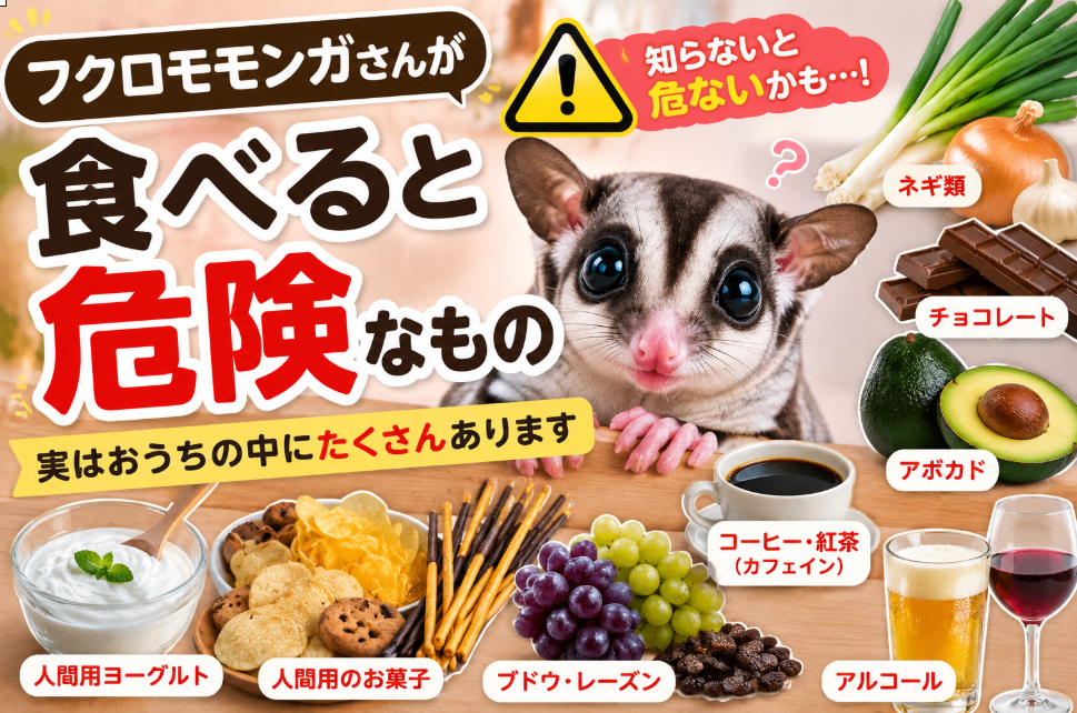フクロモモンガに与えてはいけないNGご飯について